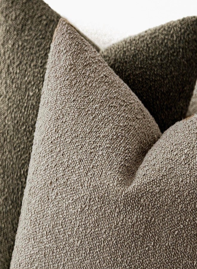 Foindtower Pack of 2, Decorative Textured Boucle Throw Pillow Covers Neutral Accent Solid Pillow Cases Soft Couch Cushion Case for Chair Sofa Bedroom Living Room Home Decor 22x22 Inch Light Khaki Tan - Image 4
